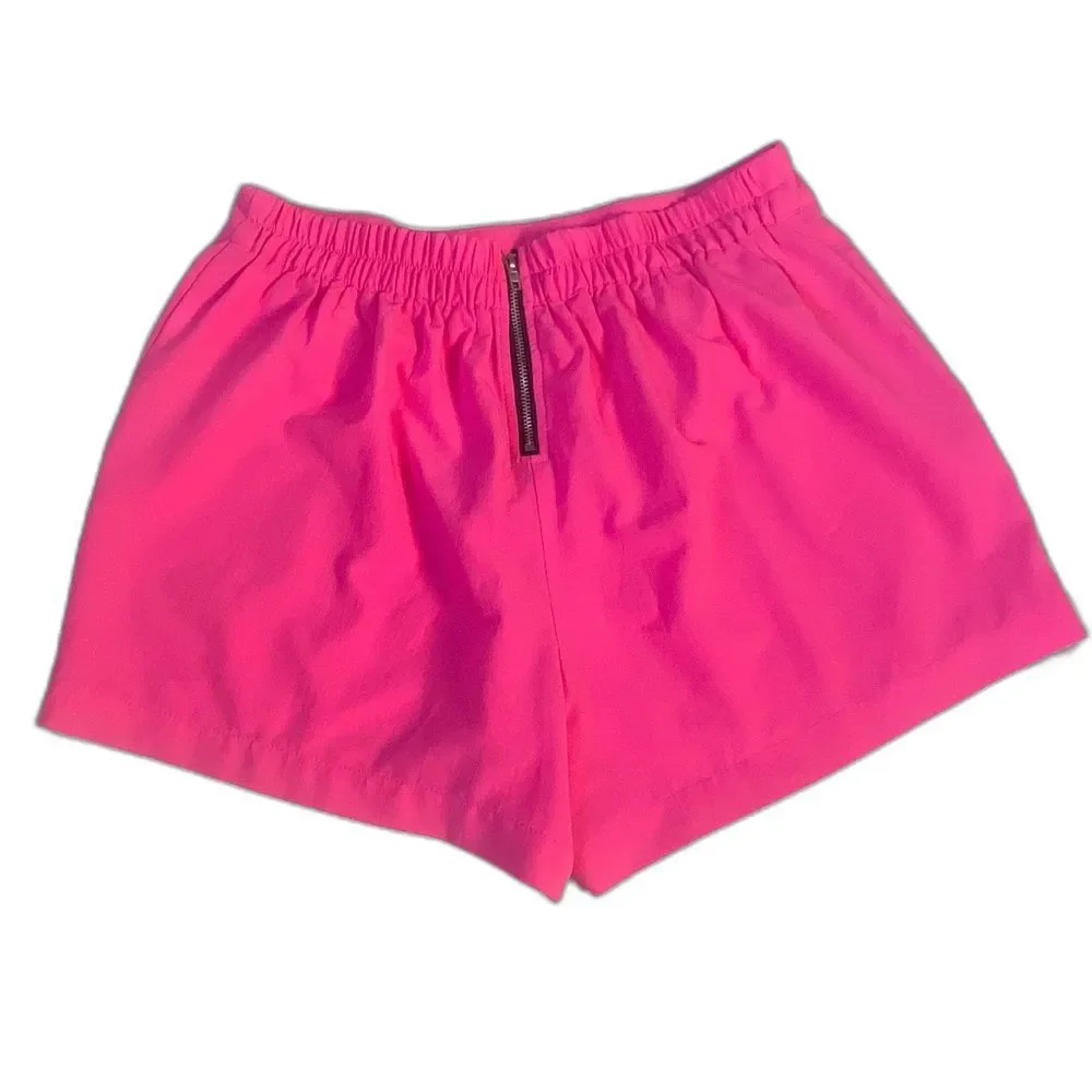 Under Skies Hot Pink High Waisted Shorts Back Zipper SummerBarbiecore M - Picture 3 of 9